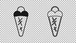 Black Ice cream in waffle cone icon isolated on transparent background. Sweet symbol. Vector