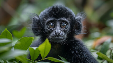 wildlife photography, authentic photo of a gibbon in natural habitat, taken with telephoto lenses, f