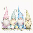 Easter Gnome Delight: Cute Gnomes Bring Cheer to Your Easter Celebration on white background