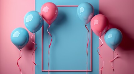 Sticker - A minimalist scene featuring a balloon theme, with a clean frame and floating balloons