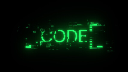 Aufkleber - 3D rendering code text with screen effects of technological glitches