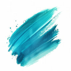 Canvas Print - Bold turquoise brush stroke on a white background with space for text, ideal for creative designs or artistic themed backgrounds