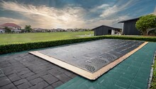 an innovative outdoor EVA mat design with advanced anti-slip technology. The composition should incorporate cutting-edge materials and engineering to provide superior traction and stability, enhancing