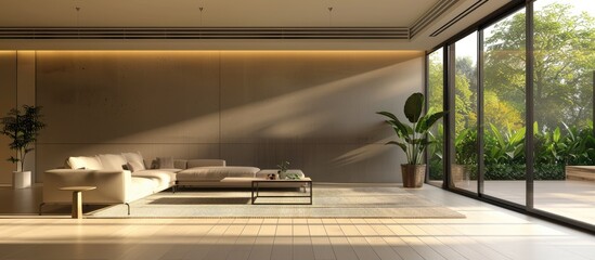 Wall Mural - Empty House Interior Design with Modern Lamp