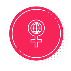 Canvas Print - White line 8 March icon isolated on white background. International Happy Women Day. Red circle button. Vector