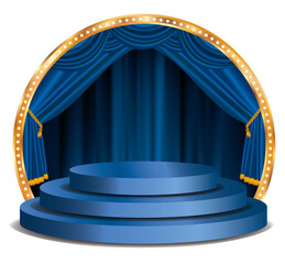 Wall Mural - blue round stage podium