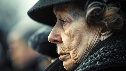 Wall Mural - Funeral Grief, crying woman at a funeral ceremony.