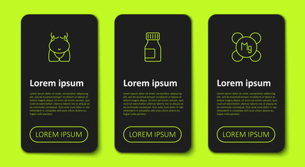 Wall Mural - Set line Obesity, Vitamins and Magnesium. Business infographic template. Vector