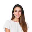 © Roman - Closeup photo of beautiful smiling caucasian woman with long hair looking at camera. Headshot isolated on a transparent background