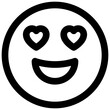 Heart eyes grinning face. Editable stroke vector icon.
