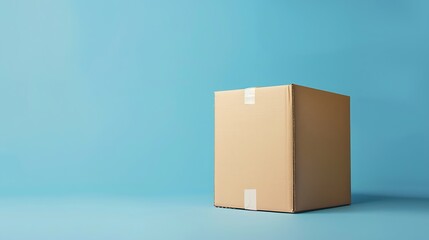 Aufkleber - Generative AI : Cardboard box for delivery, parcels. On a blue, blue background