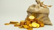 © The Little Hut - Generative AI : gold coins are stacked on top of each other in a treasure sack