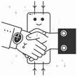 © Ian - Professional Line Illustration of Human-Robot Handshake in Leadership Training Handbook Gen AI