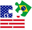 USA - Brazil : puzzle shapes with flags