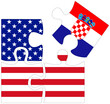 USA - Croatia : puzzle shapes with flag