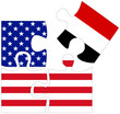 USA - Yemen : puzzle shapes with flags
