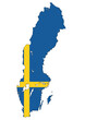 Map of Sweden with flag