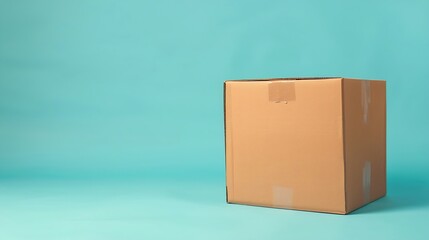 Aufkleber - Generative AI : Cardboard box for delivery, parcels. On a blue, blue background