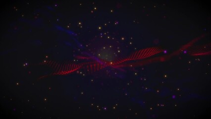 Wall Mural - This motion stock graphic shows an abstract space with particles and waves.