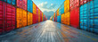 Shipping Hub, Colorful cargo containers, Global Trade