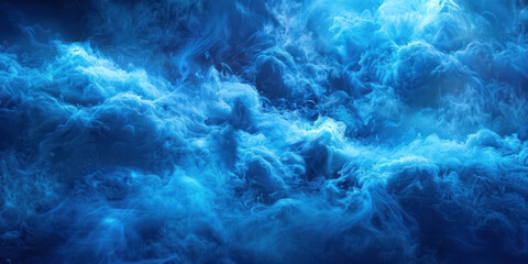 Wall Mural - Surreal Mist, Blue smoke on dark background, Abstract Atmosphere