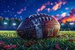 © Rabbi - American Football on Field at Night, Spotlight on Sport Equipment