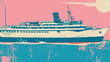 A retro inspired poster background with a cruise ship at sea