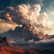 Dramatic clouds forming interesting shapes over a mountain range