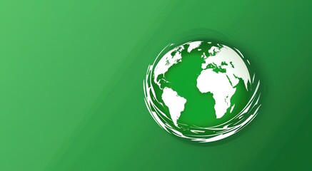 Wall Mural - Earth or globe icon on green background with copy space. Banner. International Earth Day concept.