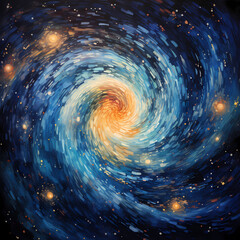 Sticker - Spiral galaxy in a starry night sky. 