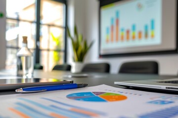 Poster - A focused image of a workstation with graphs on the screen suggests a business environment or finance