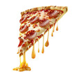 © Ram rider - A hot pizza slice with dripping melted cheese. Isolated on white background.