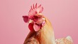 © kilimanjaro  - Chicken with glasses on pink background quirky concept