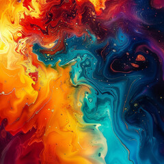 Wall Mural - Vibrant Abstract Earth Close-Up in Pop Surrealist Style Gen AI