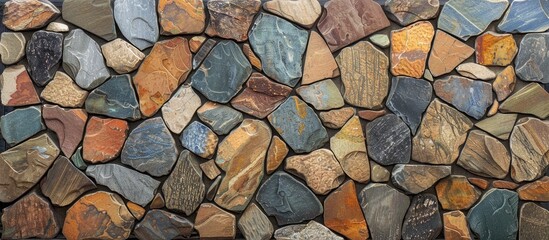 Canvas Print - Mosaic Abstract Pattern with Varied Sized Rocks on Wall