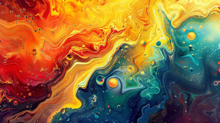 Wall Mural - Close-Up of Earth in Vibrant Surrealist Style with Solar Storm Gen AI