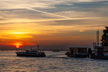 Wall Mural - Sunset over Venice from Venetian Lagoon, Veneto, Italy