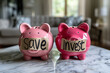 Sparschweine Text Save Invest