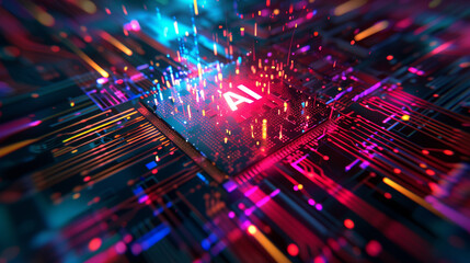 A computer chip with the letters AI on it