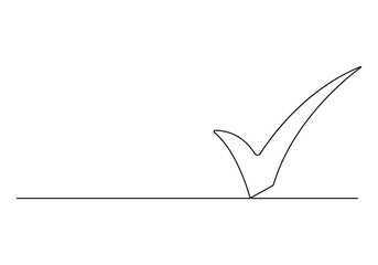 Poster - check mark single continuous line drawing vector illustration.