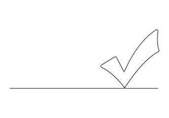 Poster - one continuous line drawing check mark. approved test correct right element concept design. vector i