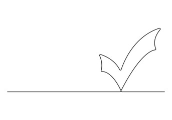 Poster - simple continuous single line drawing of check mark. vector illustration.