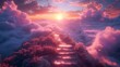 Easter festive atmosphere background, pink cloud paradise