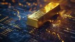 Golden bar on finance graphs illuminating investment growth potential