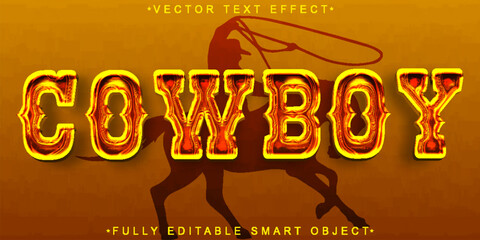 Poster - Worn Western Cowboy Bronze Vector Fully Editable Smart Object Text Effect