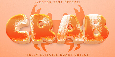 Poster - Cartoon Crab Vector Fully Editable Smart Object Text Effect