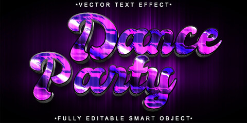 Poster - Purple Shiny Dance Party Vector Fully Editable Smart Object Text Effect