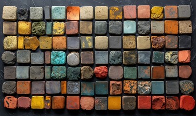 Wall Mural - abstract background texture made of colored stone tiles.