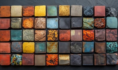 Wall Mural - abstract background texture made of colored stone tiles.