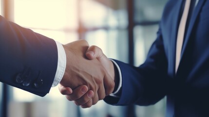 Aufkleber - Close-up of two Business Men shaking hands in the office, concluding a meeting. Cooperation, sales planning, Projects, Ideas, financial strategy of the company, Teamwork, partnership concepts.